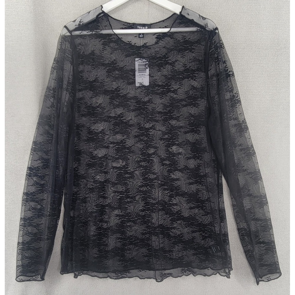Torrid Top Whimsigoth Sheer Lace Witchy Boho Long Sleeve Fairy Vamp NEW Women 1X
